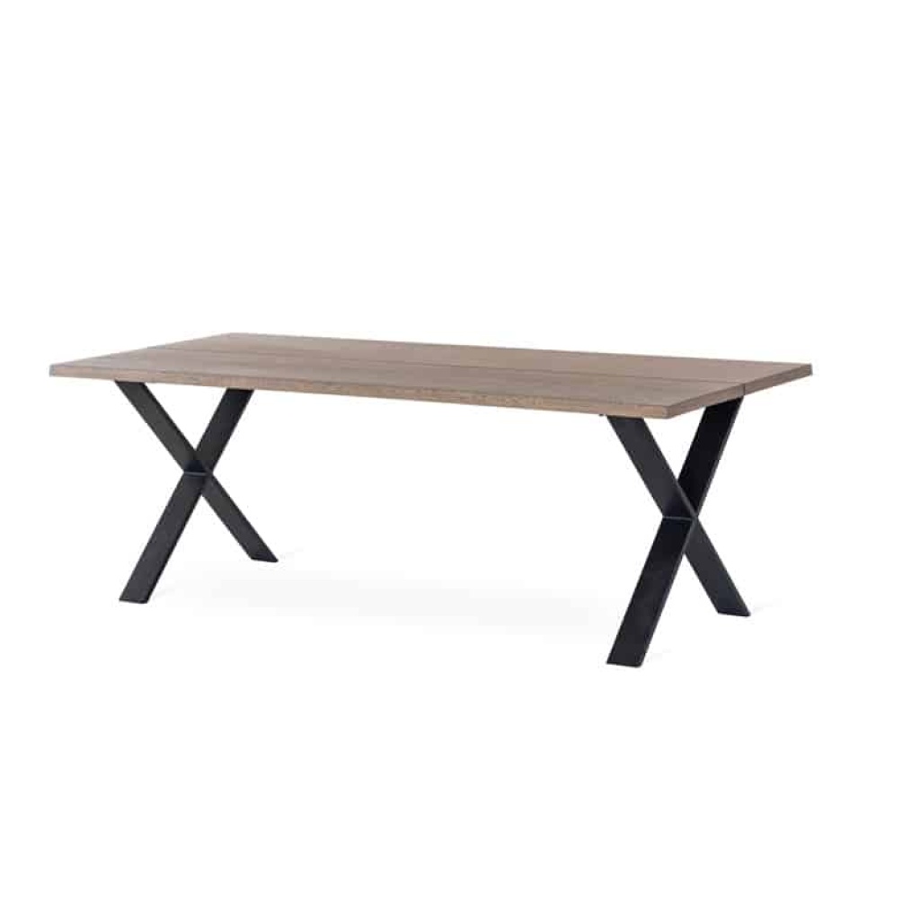 HOPE matbord 210 cm gråbetsad ek, svart X-ben