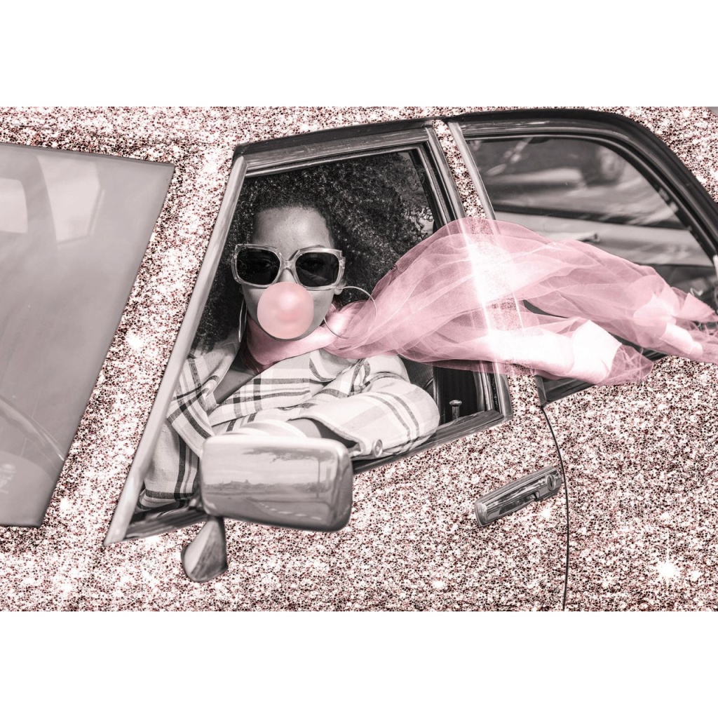 BILDE Bling dame i bil, 80x120, glas