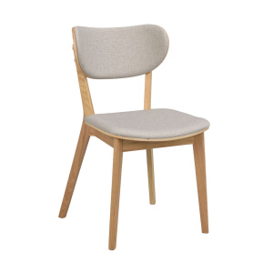 Kato stol lackad ek/grå-beige tyg