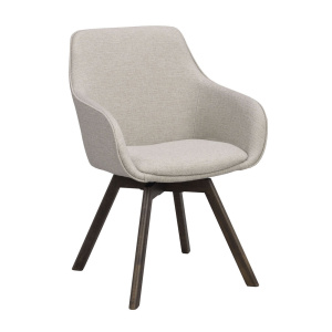 Alison karmstol beige tyg/bruna ekben snurr
