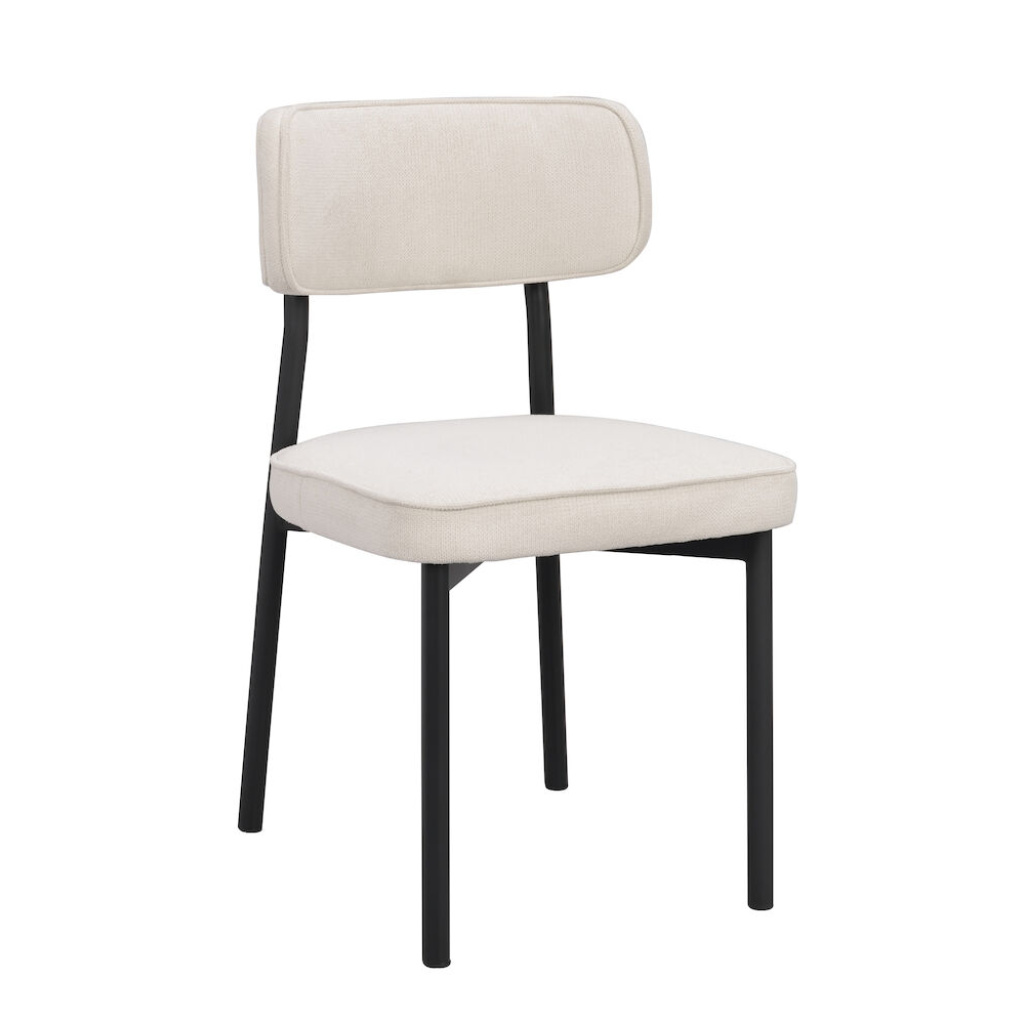 Paisley stol ljusbeige tyg/svart metall