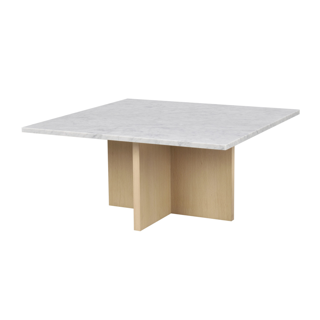 Brooksville soffbord kvadrat 90x90 vit marmor/vitpigment ek