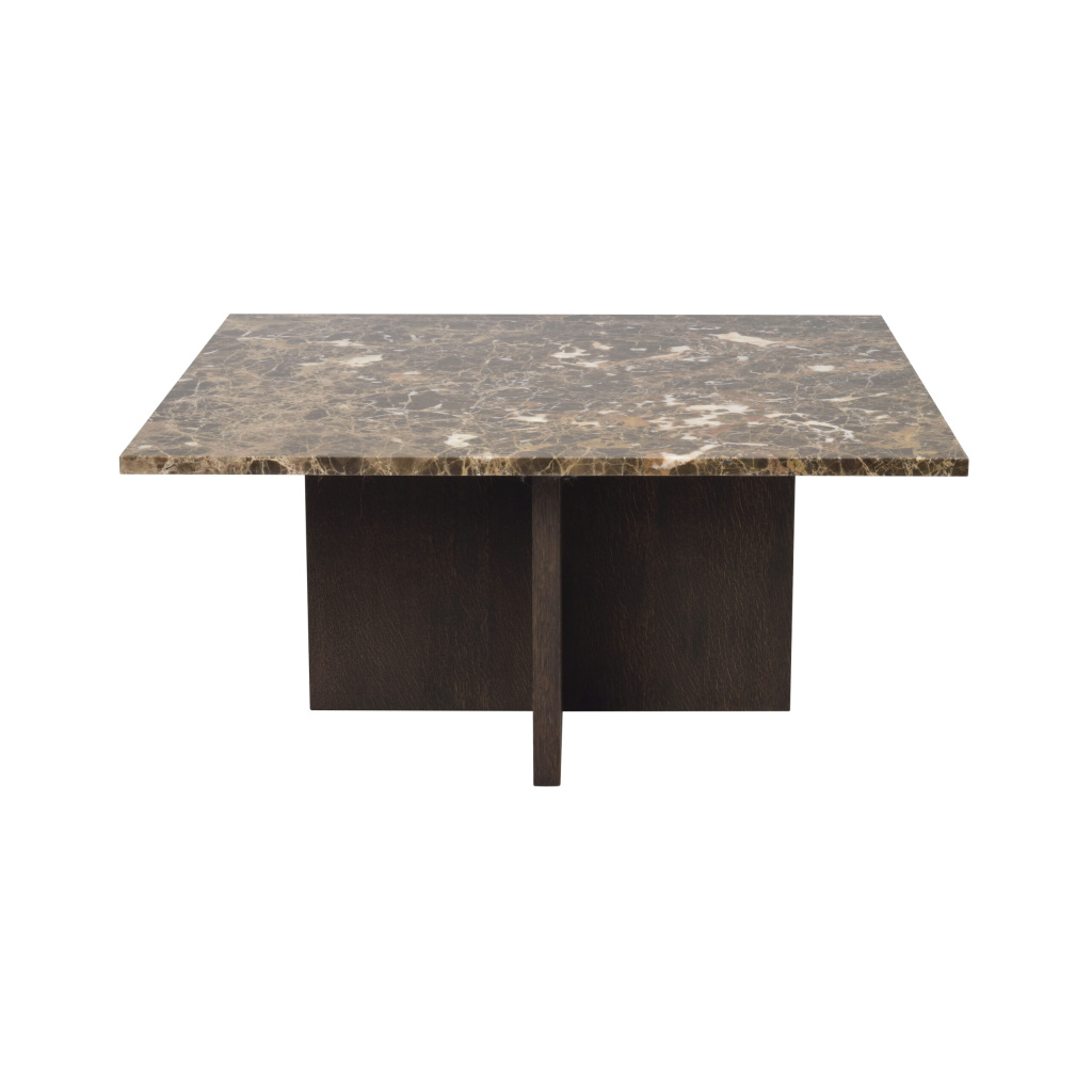 Brooksville soffbord kvadrat 90X90 brun marmor/brun ek