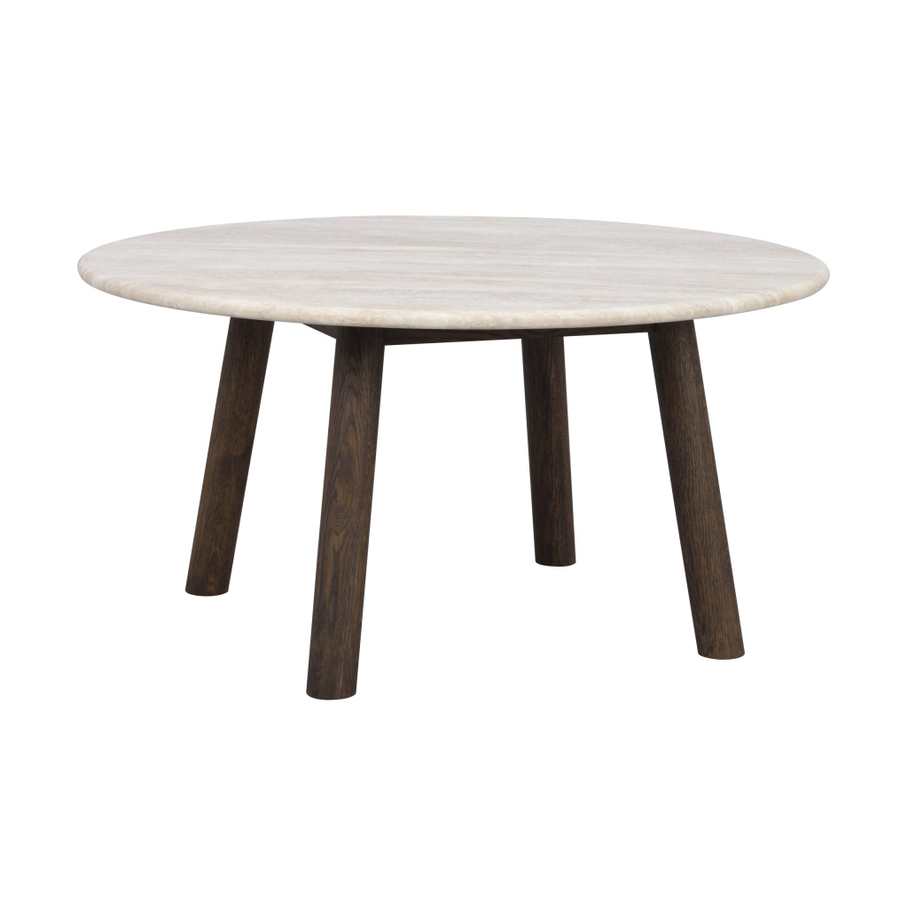 Taransay soffbord Ø90 beige travertin/brun ek