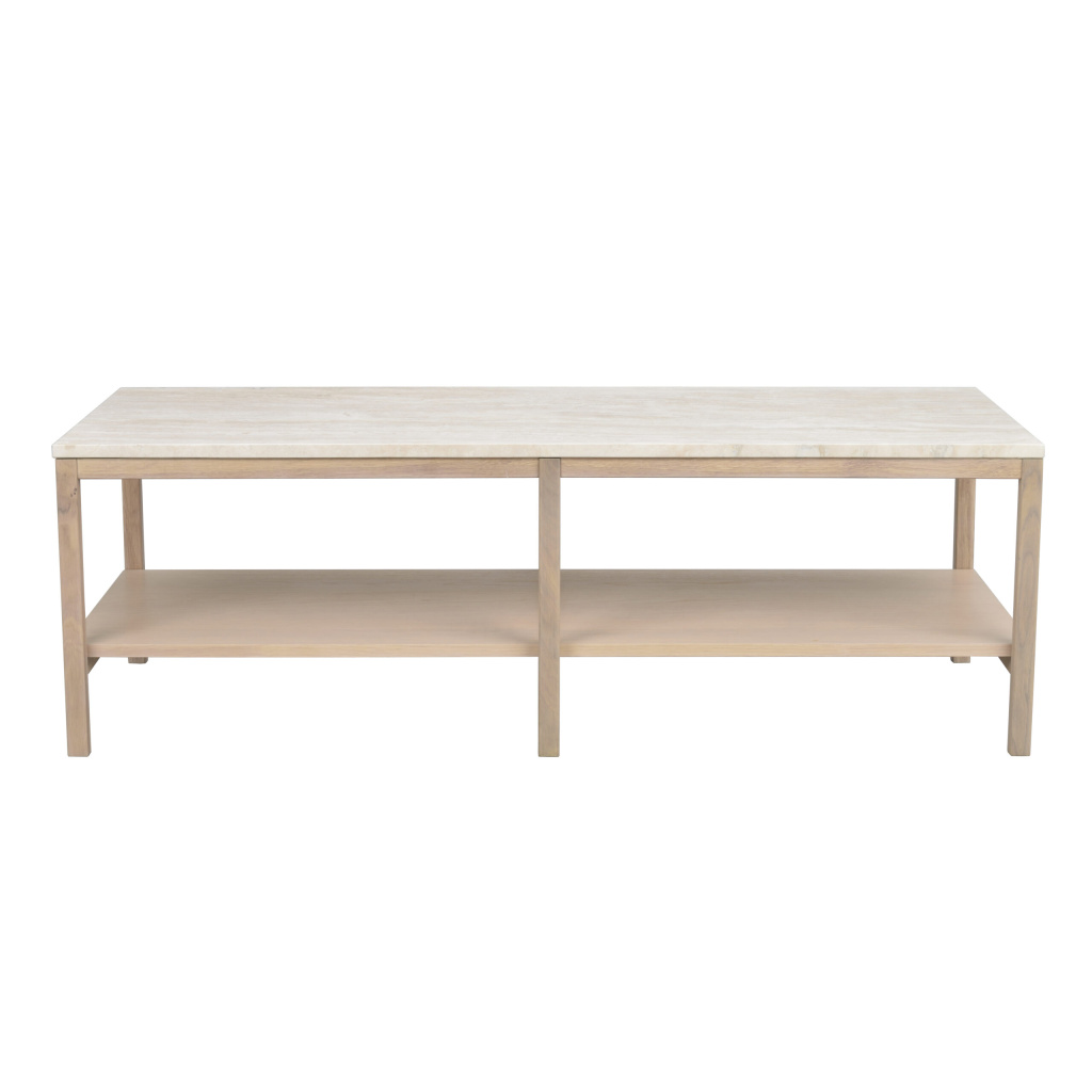 Orwel soffbord 140x60 beige travertin/vitpigmenterad ek