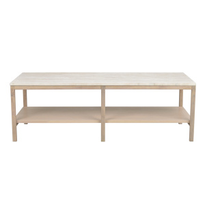 Orwel soffbord 140x60 beige travertin/vitpigmenterad ek