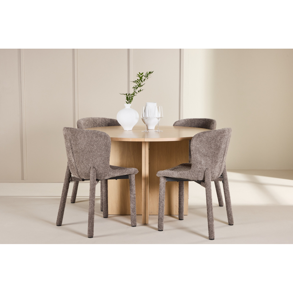 Strada Table - Vitwash with 4 Astoria Chair - Brun