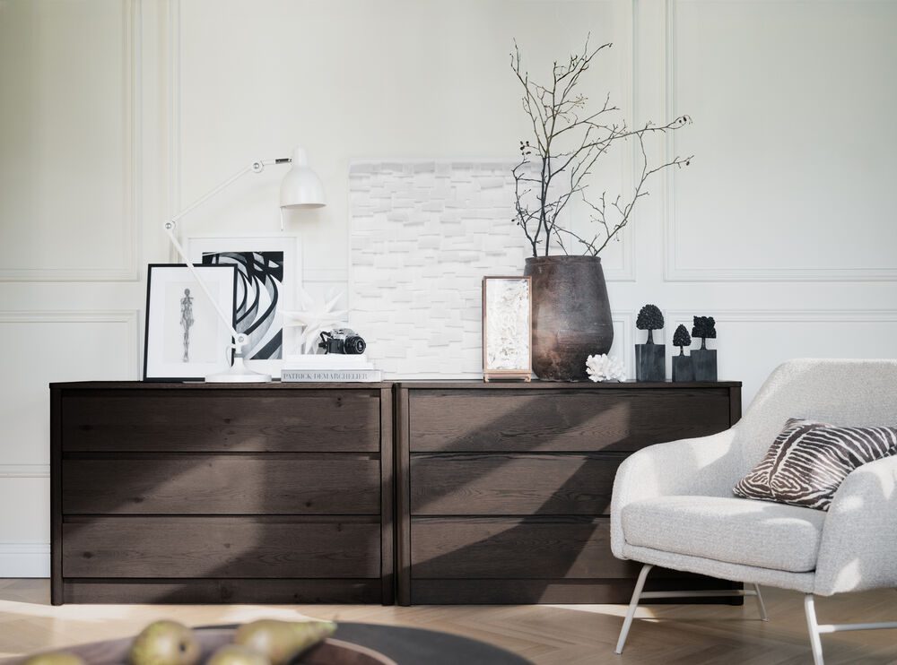 Melstone byrå 3L 110 H70 brun ek
