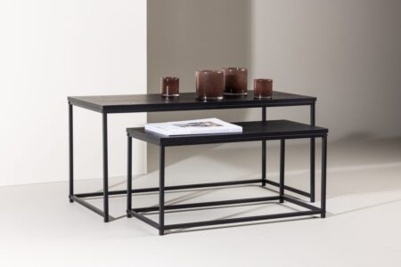 Staal Soffbord Bord 1: 100 cm Bord 2: 75 cm x Bord 1: 43 cm Bord 2: 33 Black – Dina Möbler