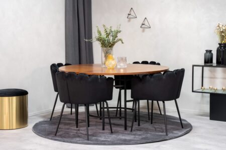 Limhamn & Copenhagen Matstolar Black + Runda Matbord ⌀140 Brown – Dina Möbler