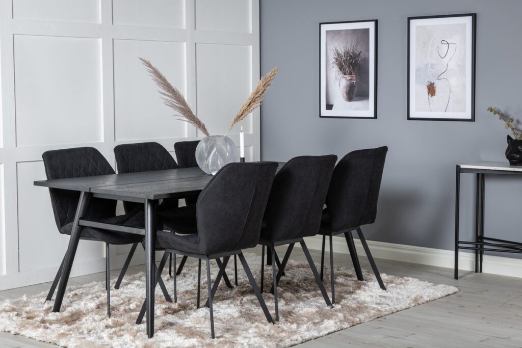 Sleek & Gemma Matbord 95x195 + Matstolar Svart