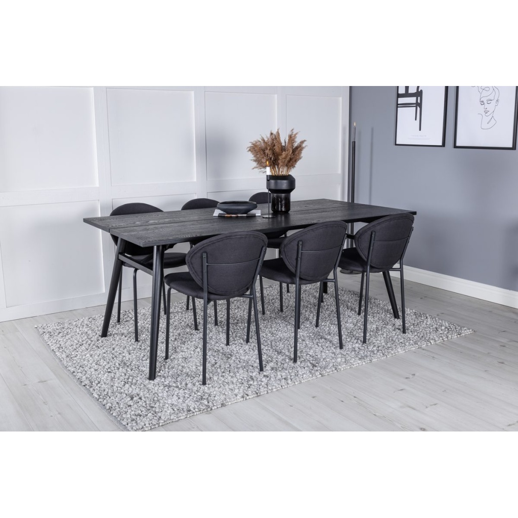 Sleek & Vault Rektangulära Matbord 195 x 95 Black + Matstolar Black