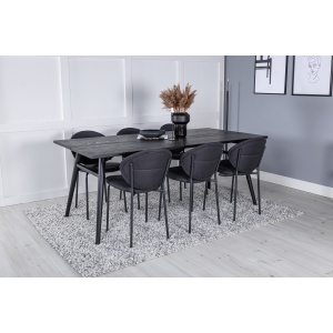 Sleek & Vault Rektangulära Matbord 195 x 95 Black + Matstolar 2-pack Black – Dina Möbler