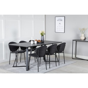 Vault & Marina Matstolar 2-pack Black + Rektangulära Matbord 180 x 90 Black – Dina Möbler
