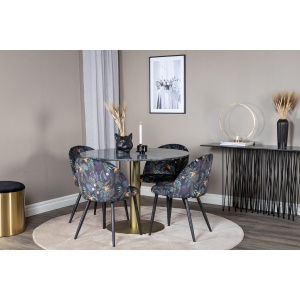 Velvet & Estelle Matstolar 2-pack Black + Runda Matbord ⌀106 Dark Grey – Dina Möbler