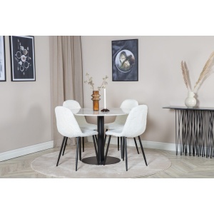 Polar & Estelle Matstolar 2-pack White + Runda Matbord ⌀106 White – Dina Möbler
