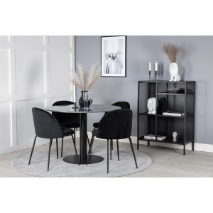 Wrinkles & Estelle Matstolar 2-pack Black + Runda Matbord ⌀106 Dark Grey – Dina Möbler