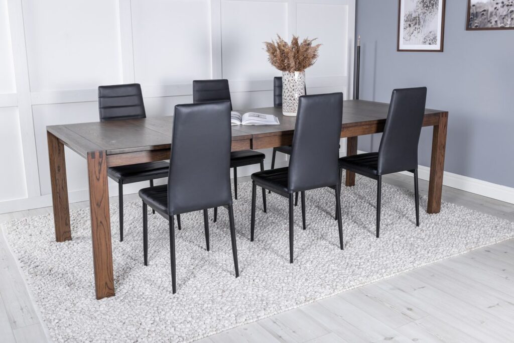 Slider & Slim Matbord 250*95*75 + Matstolar Svart