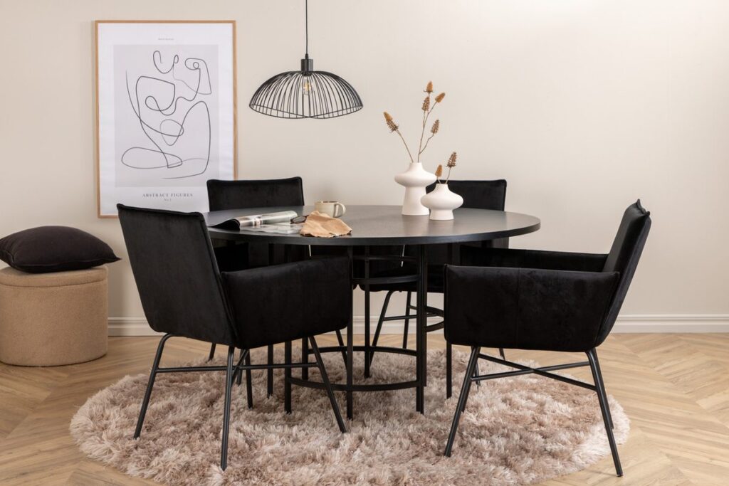 Copenhagen & Petra Runda Matbord ⌀140 Black + Matstolar Black