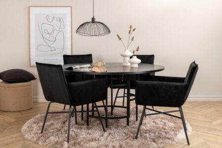 Copenhagen & Petra Runda Matbord ⌀140 Black + Matstolar Black – Dina Möbler