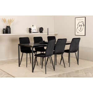 Pelle & Windu Rektangulära Matbord 190 x 90 Black + Matstolar 2-pack Black – Dina Möbler