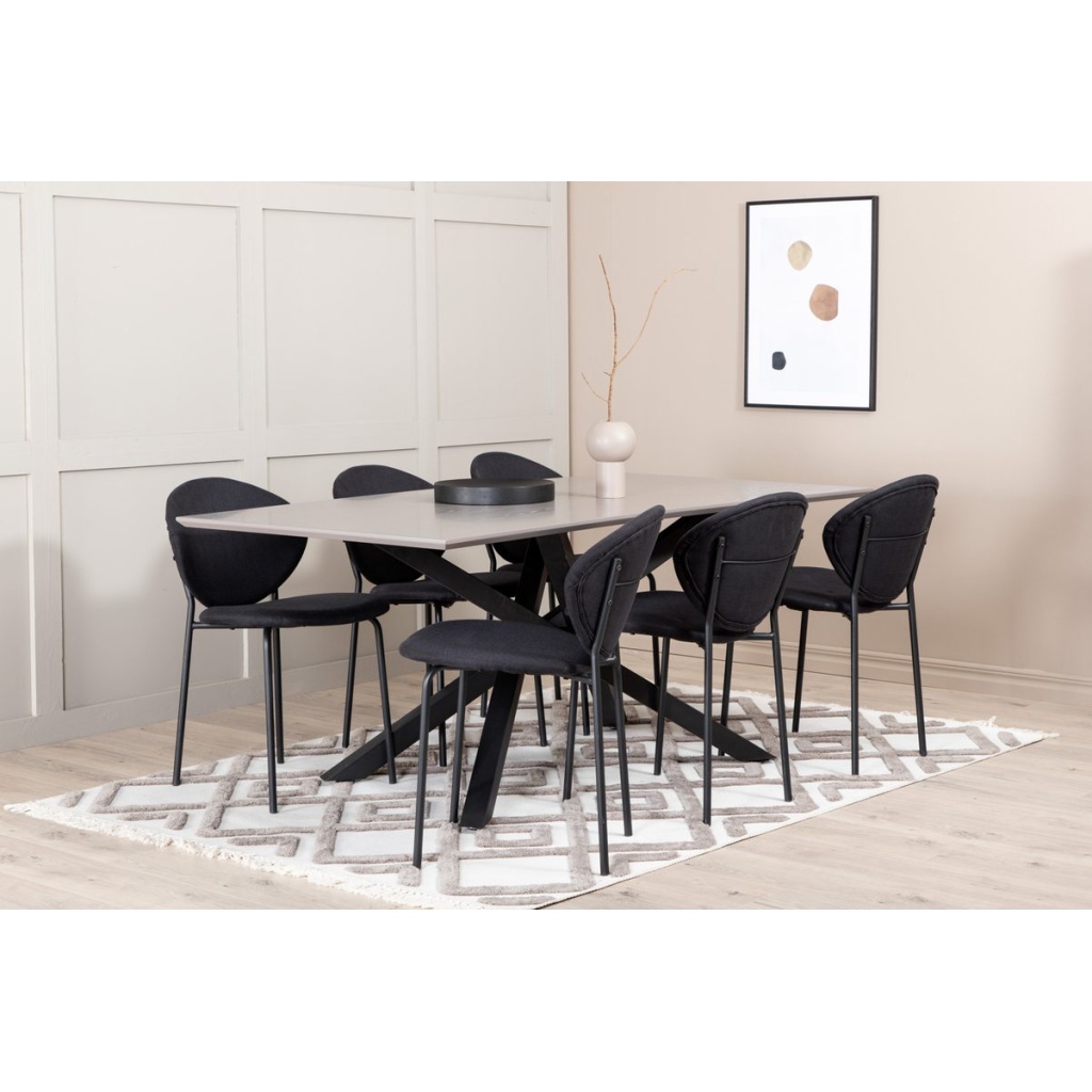 Vault & Piazza Matstolar Black + Rektangulära Matbord 180 x 90 Black