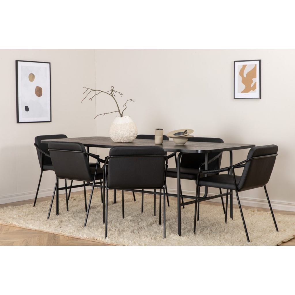 Tvist & Uno Matstolar Black + Rektangulära Matbord 200 x 90 Black