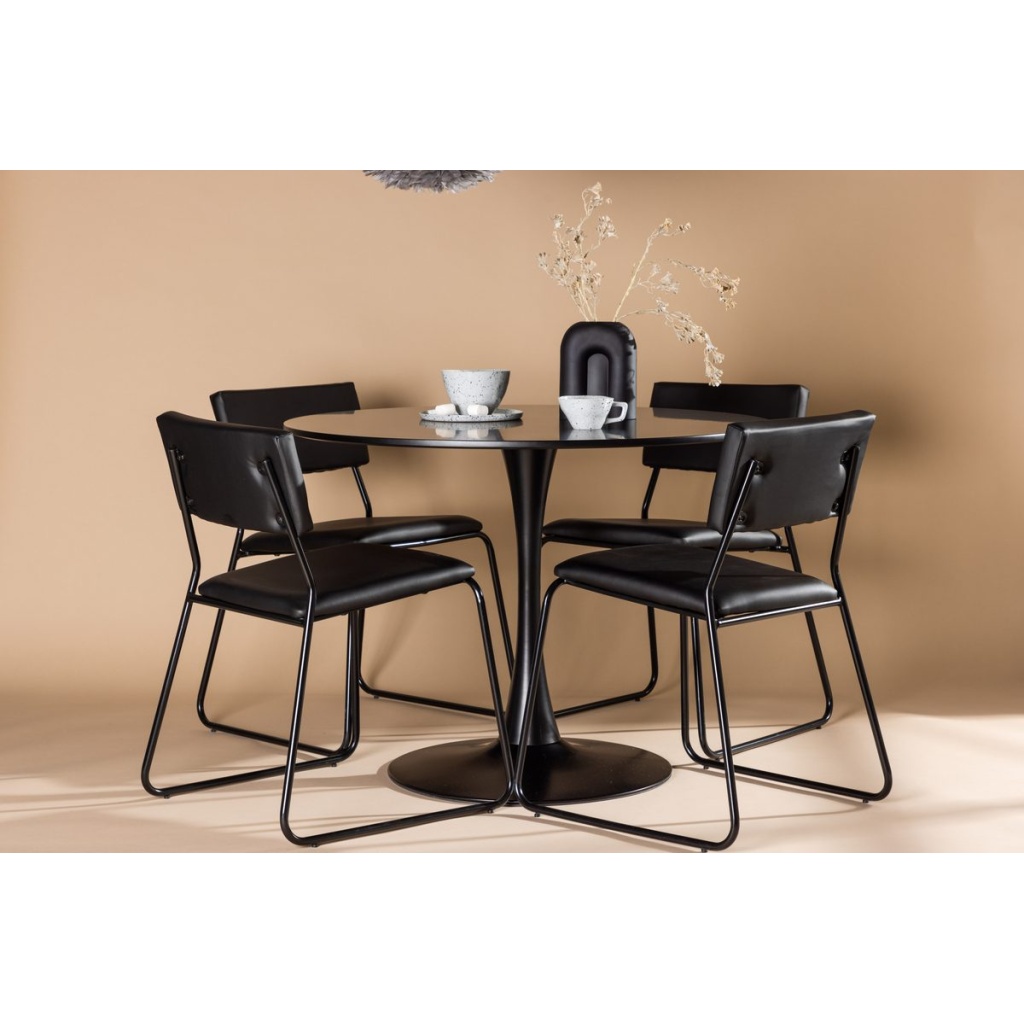 Kenth & Glade Matstolar Black + Runda Matbord ⌀100 Black