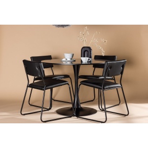 Kenth & Glade Matstolar 2-pack Black + Runda Matbord ⌀100 Black – Dina Möbler
