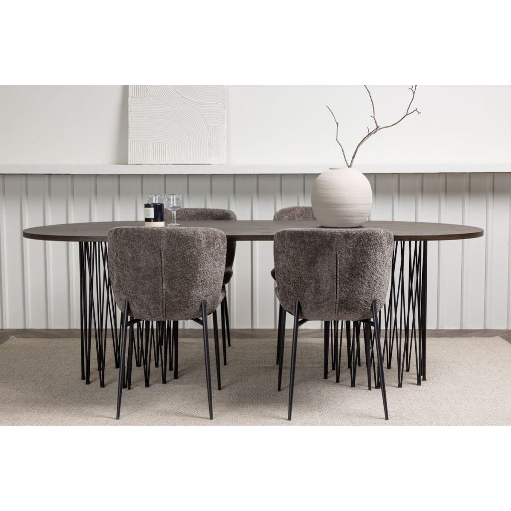 Modesto & Stone Matstolar Brown + Ovala Matbord 220 x 100 Mocca