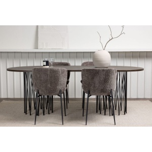 Modesto & Stone Matstolar 2-pack Brown + Ovala Matbord 220 x 100 Mocca – Dina Möbler