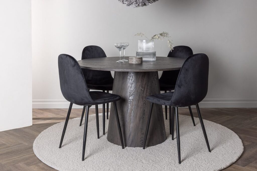 Polar & Lanzo Matstolar Black + Runda Matbord ⌀120 Mocca