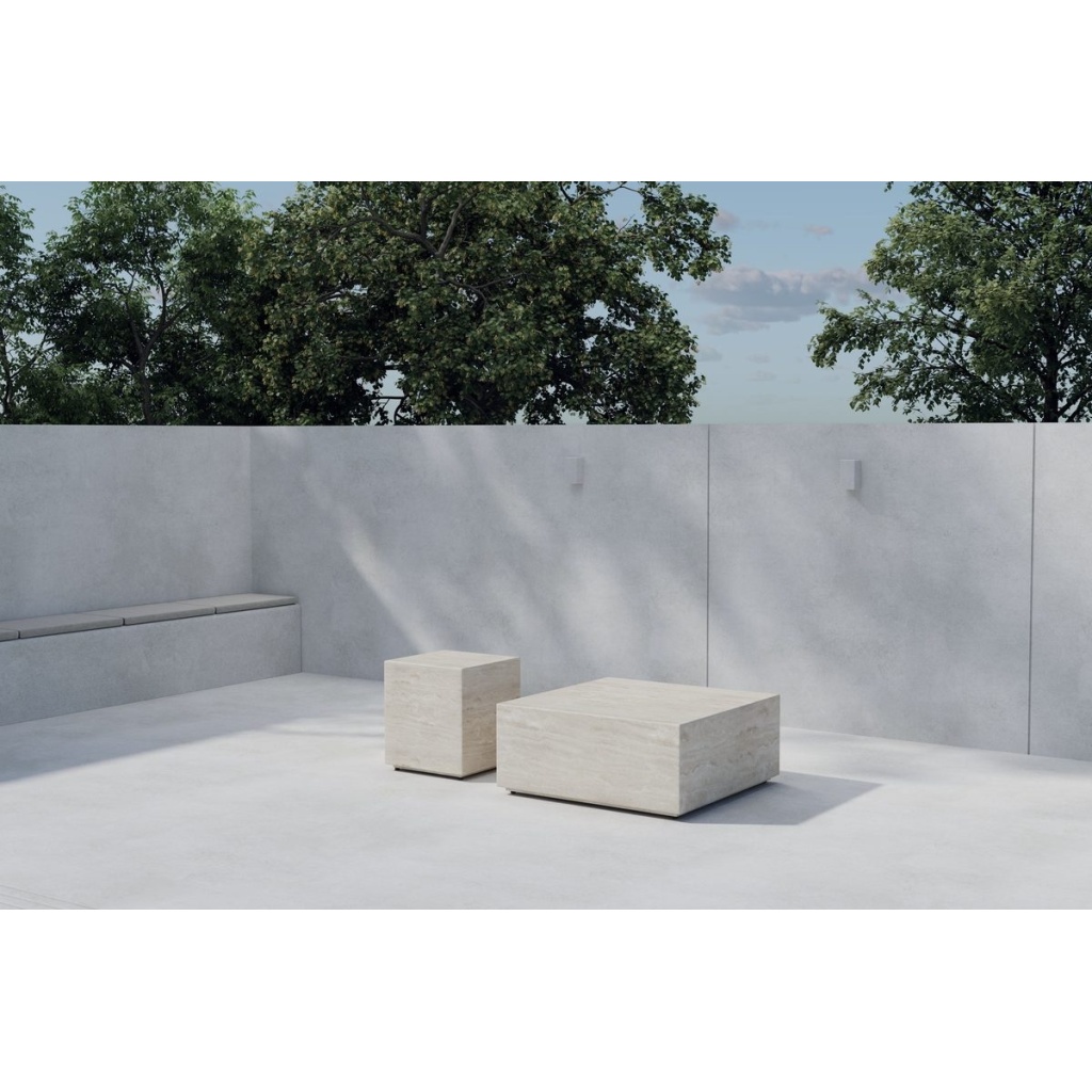 Lissabon Sidobord 40 x 40 x 45 Beige + Sidobord 80 x 80 x 35 Beige